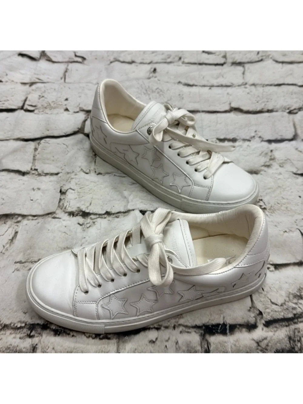Zadig & Voltaire Women's White Star Smooth Leather Sneakers Size 9